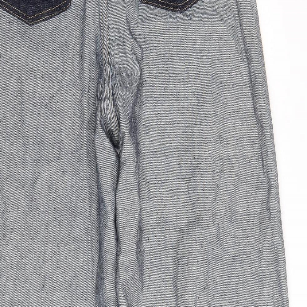 Zara Womens Blue Cotton Wide-Leg Jeans Size 10 Regular Zip