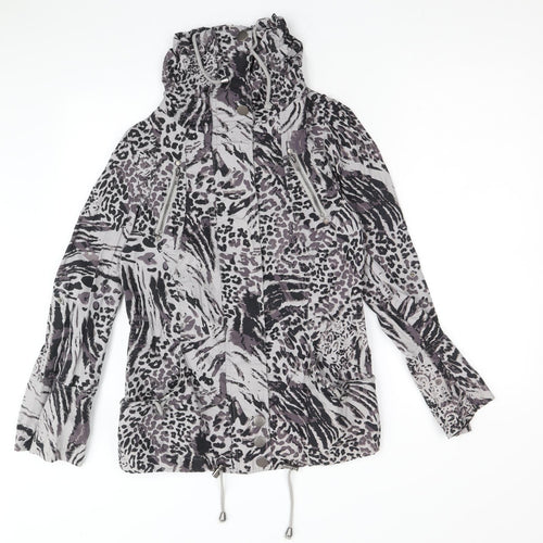 New Look Womens Grey Geometric Jacket Size 10 Zip