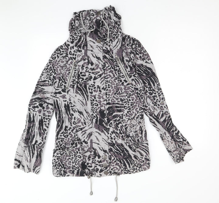 New Look Womens Grey Geometric Jacket Size 10 Zip