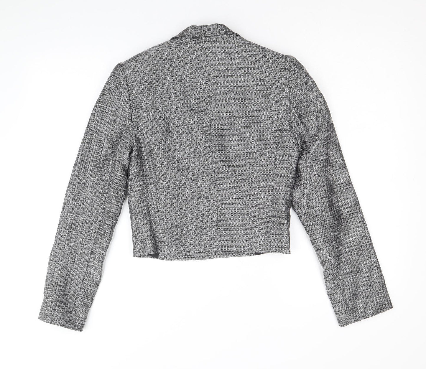 Atmosphere Womens Grey Geometric Biker Jacket Size 8 Zip