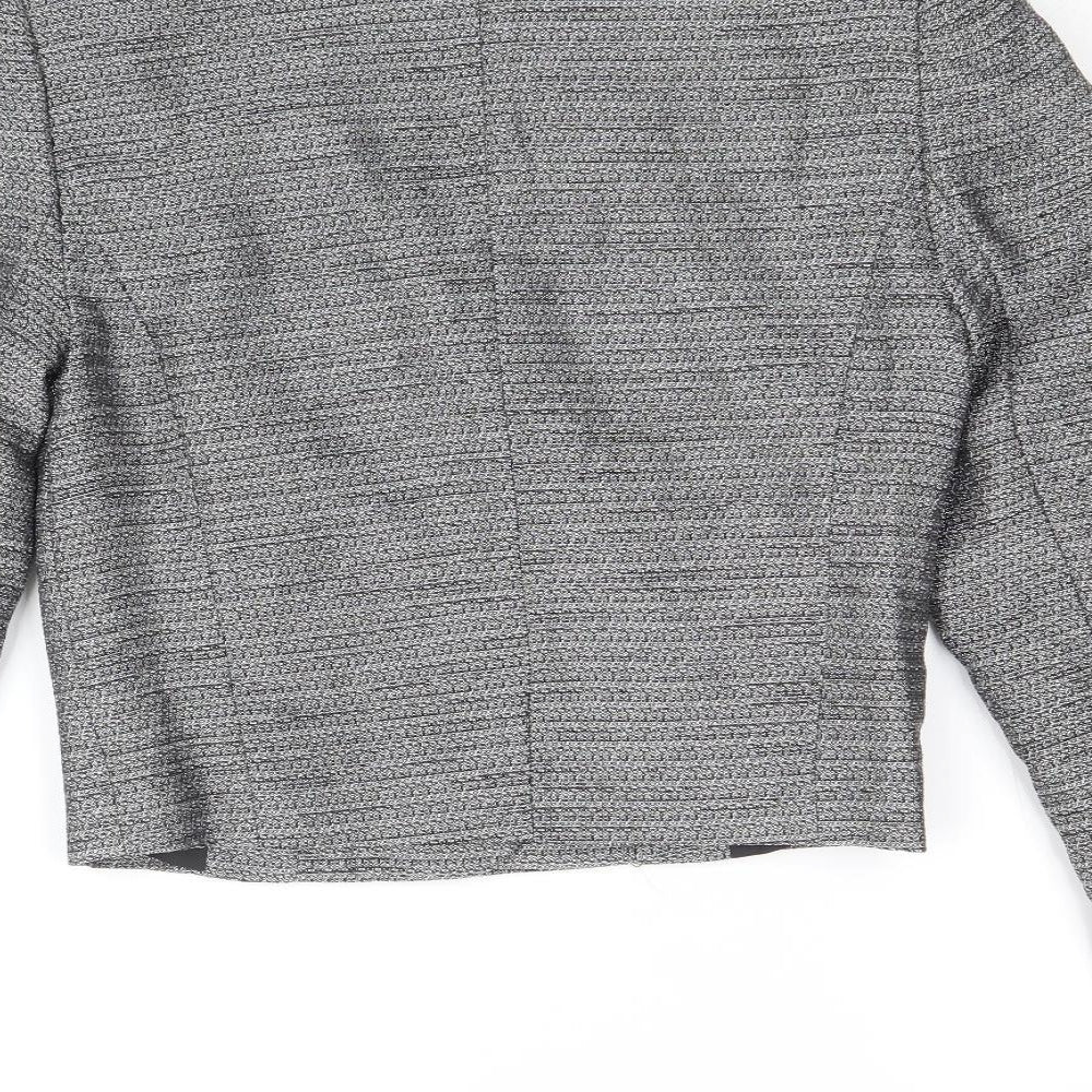 Atmosphere Womens Grey Geometric Biker Jacket Size 8 Zip