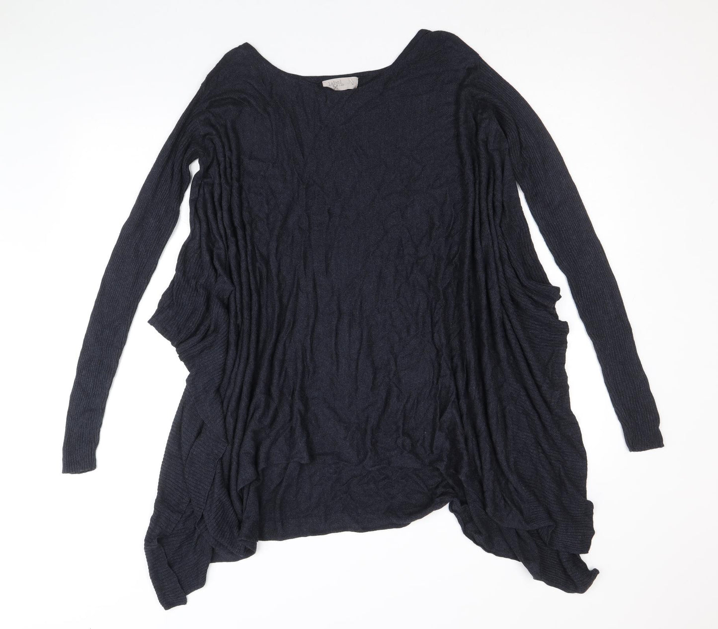 Label Lab Womens Blue V-Neck Viscose Cardigan Jumper Size S - Asymmetric