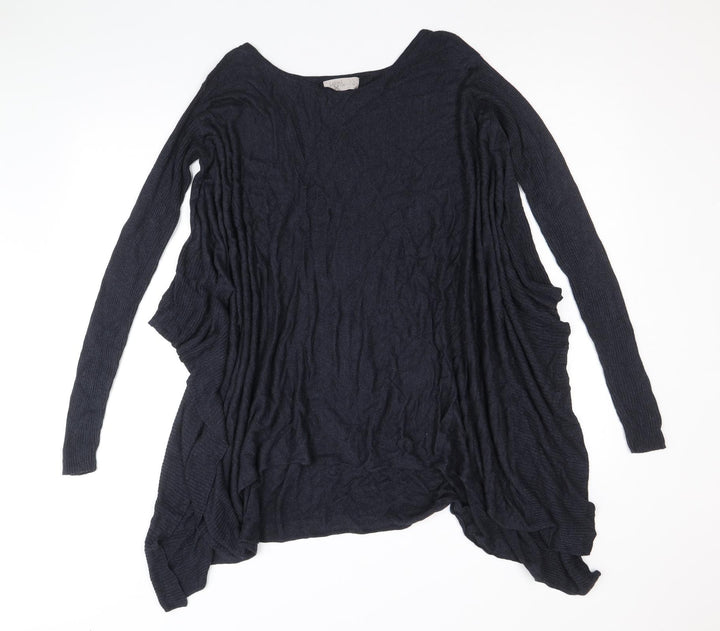Label Lab Womens Blue V-Neck Viscose Cardigan Jumper Size S - Asymmetric