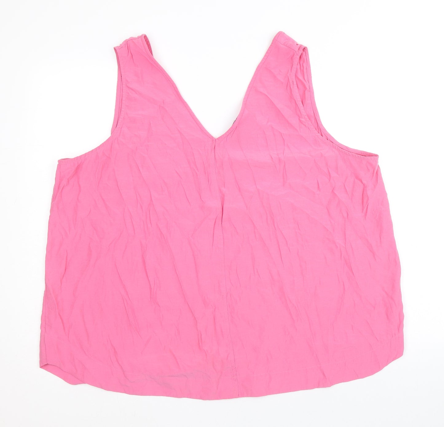 Marks and Spencer Womens Pink Viscose Basic Tank Size 22 V-Neck