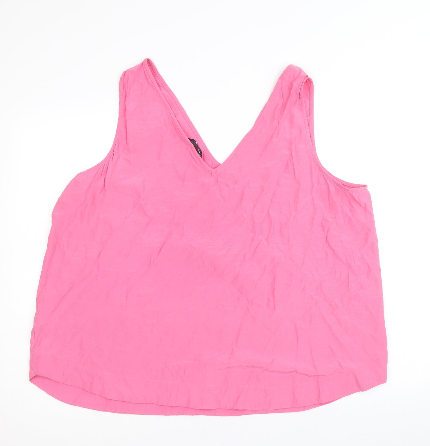 Marks and Spencer Womens Pink Viscose Basic Tank Size 22 V-Neck