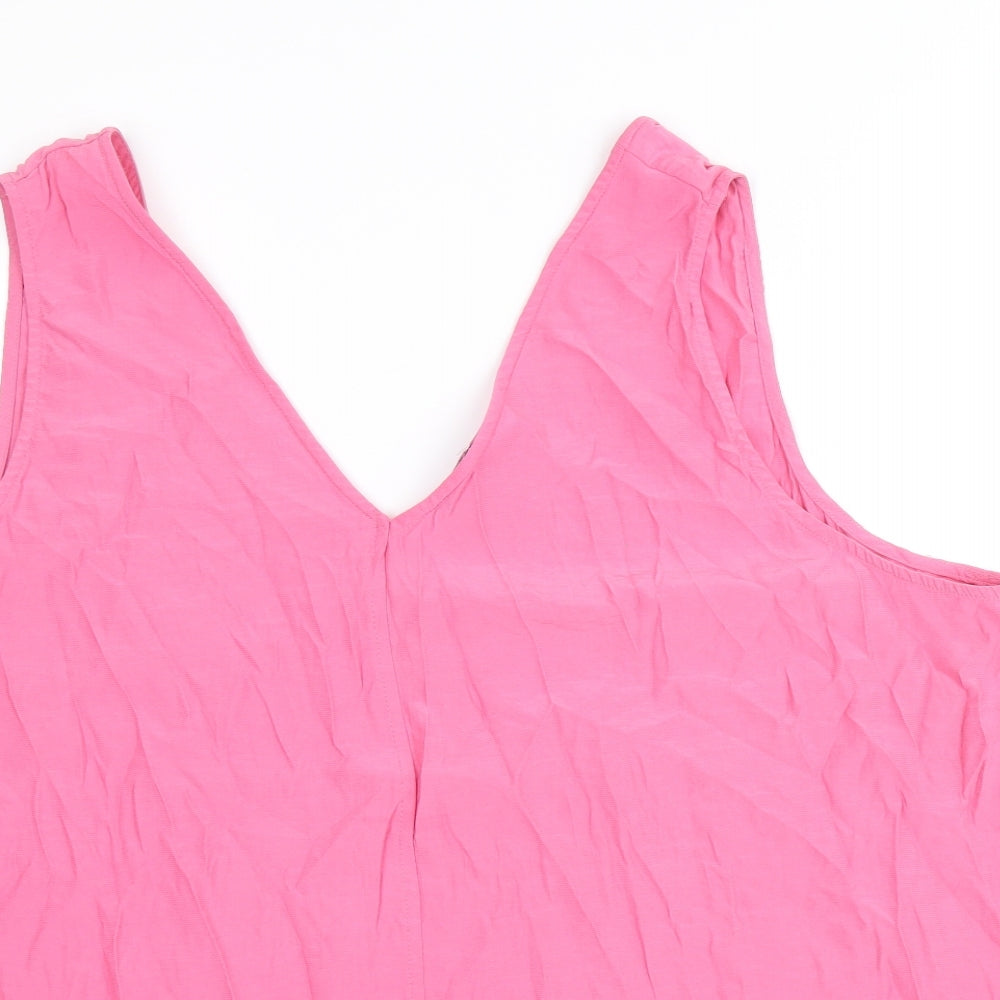 Marks and Spencer Womens Pink Viscose Basic Tank Size 22 V-Neck