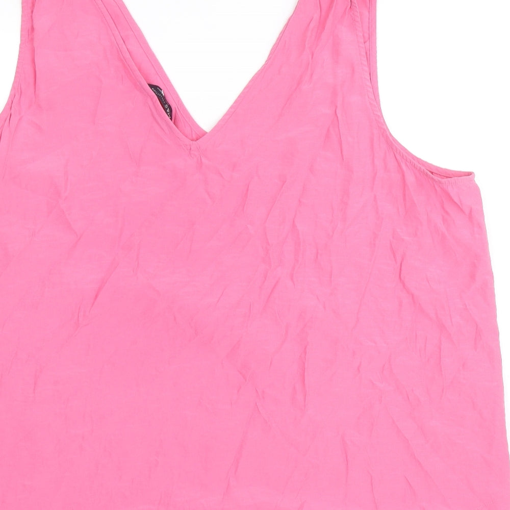 Marks and Spencer Womens Pink Viscose Basic Tank Size 22 V-Neck