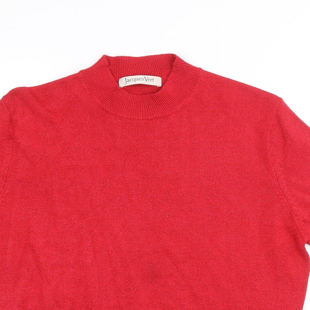 Jacques Vert Womens Red Crew Neck Viscose Pullover Jumper Size 12