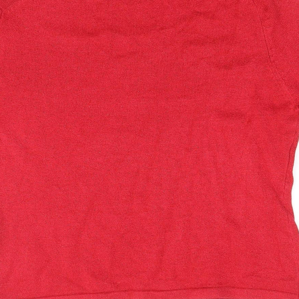 Jacques Vert Womens Red Crew Neck Viscose Pullover Jumper Size 12