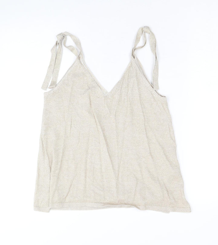Monsoon Womens Gold Acrylic Basic Tank Size S V-Neck