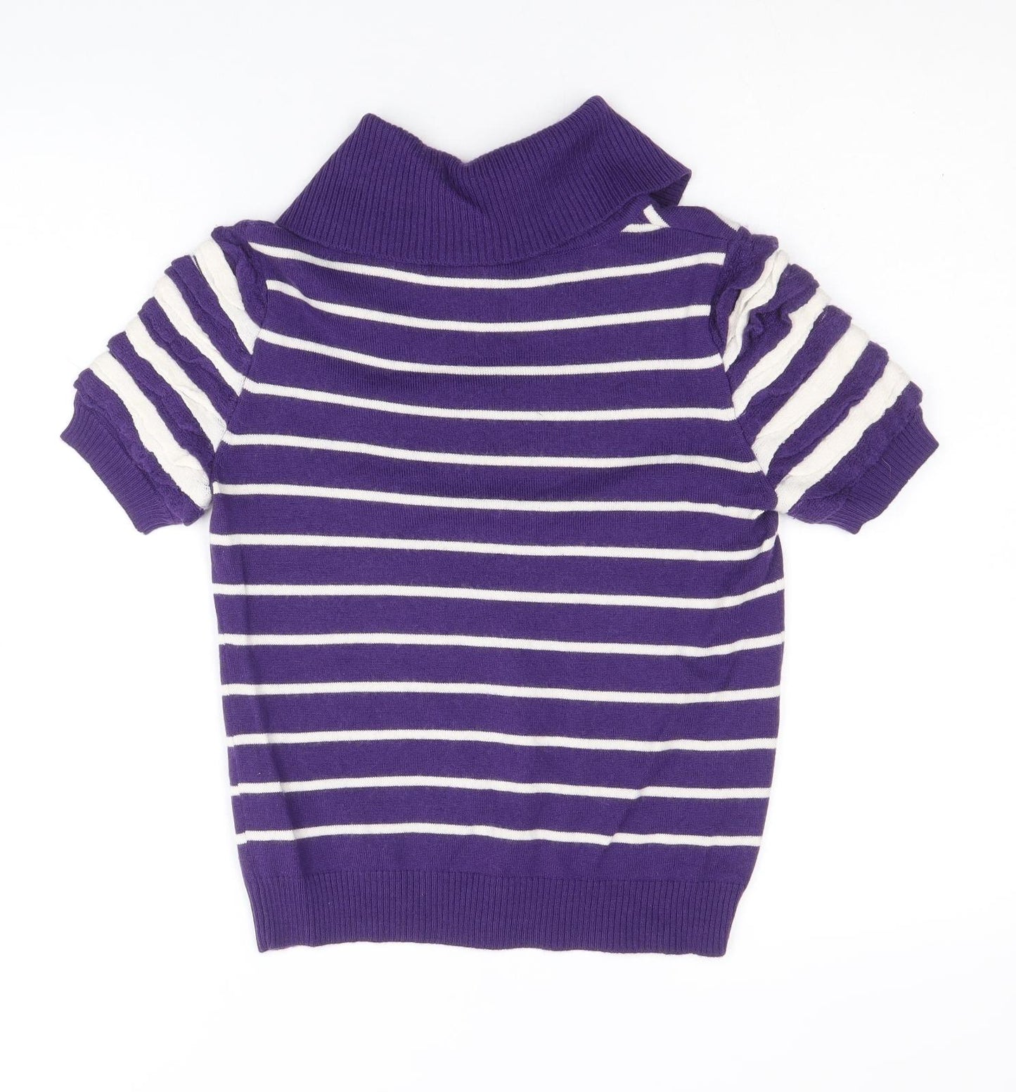 Paradiso Womens Purple Collared Striped Wool Pullover Jumper Size 12