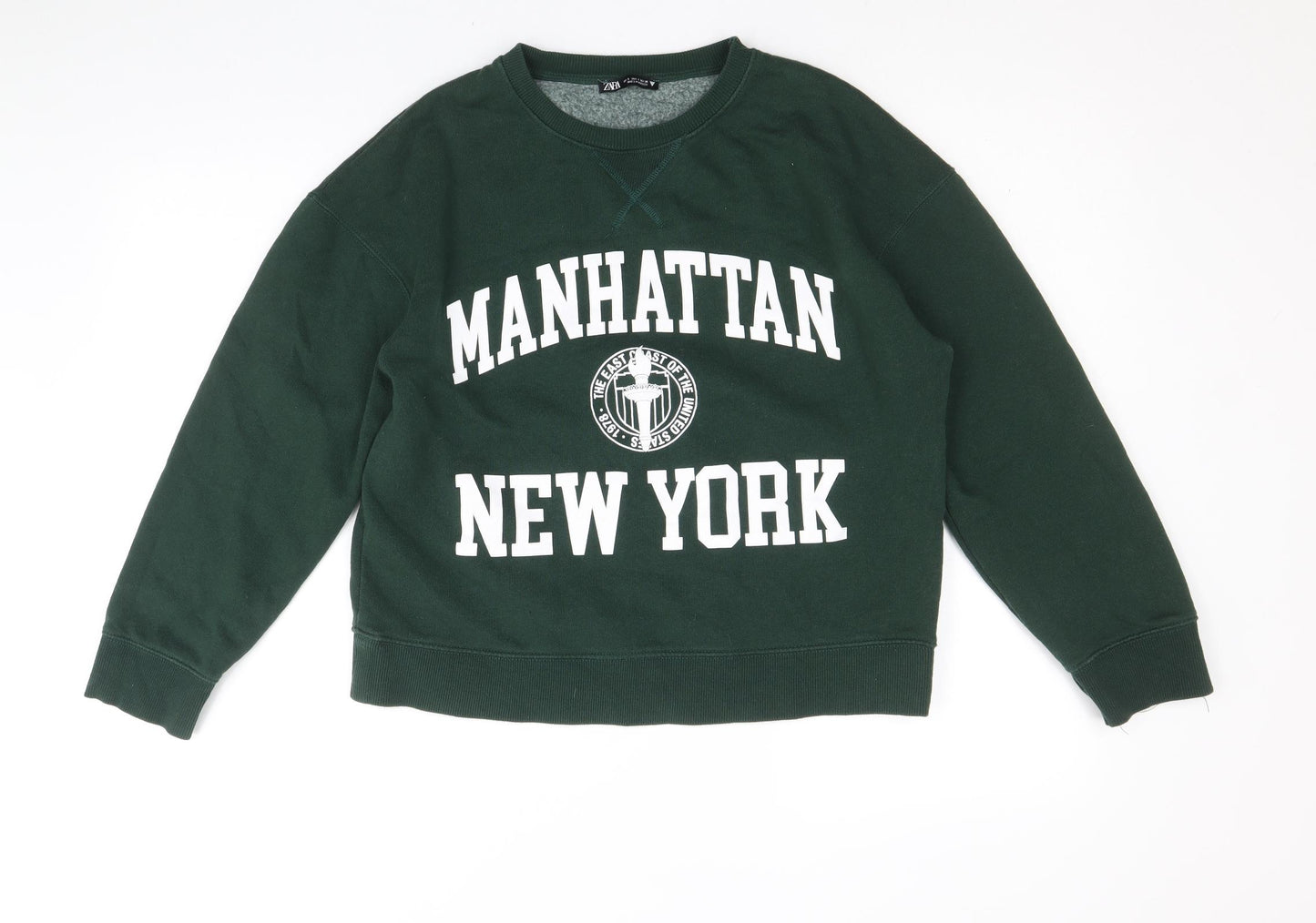 Zara Womens Green Cotton Pullover Sweatshirt Size S Pullover - Manhattan New York