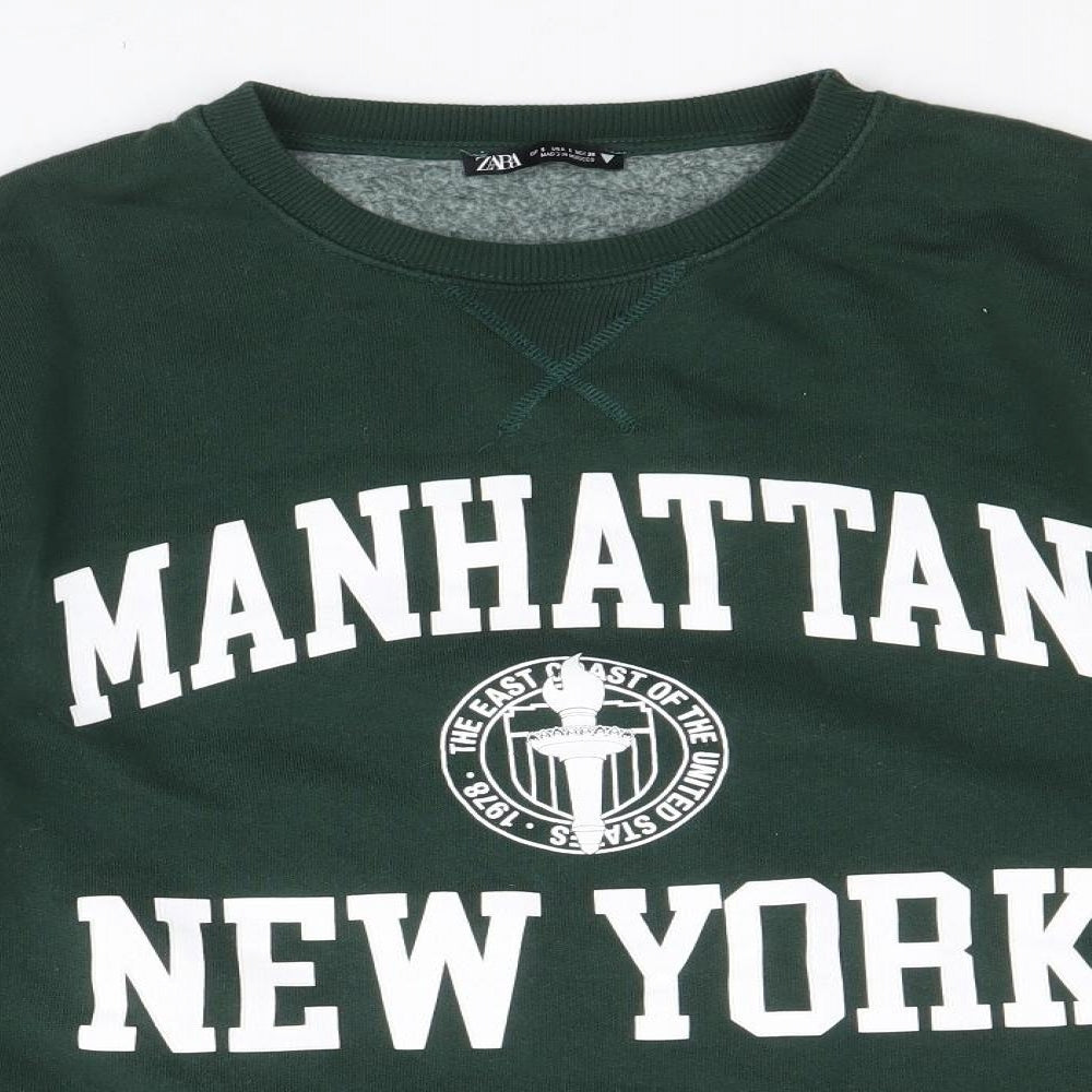 Zara Womens Green Cotton Pullover Sweatshirt Size S Pullover - Manhattan New York