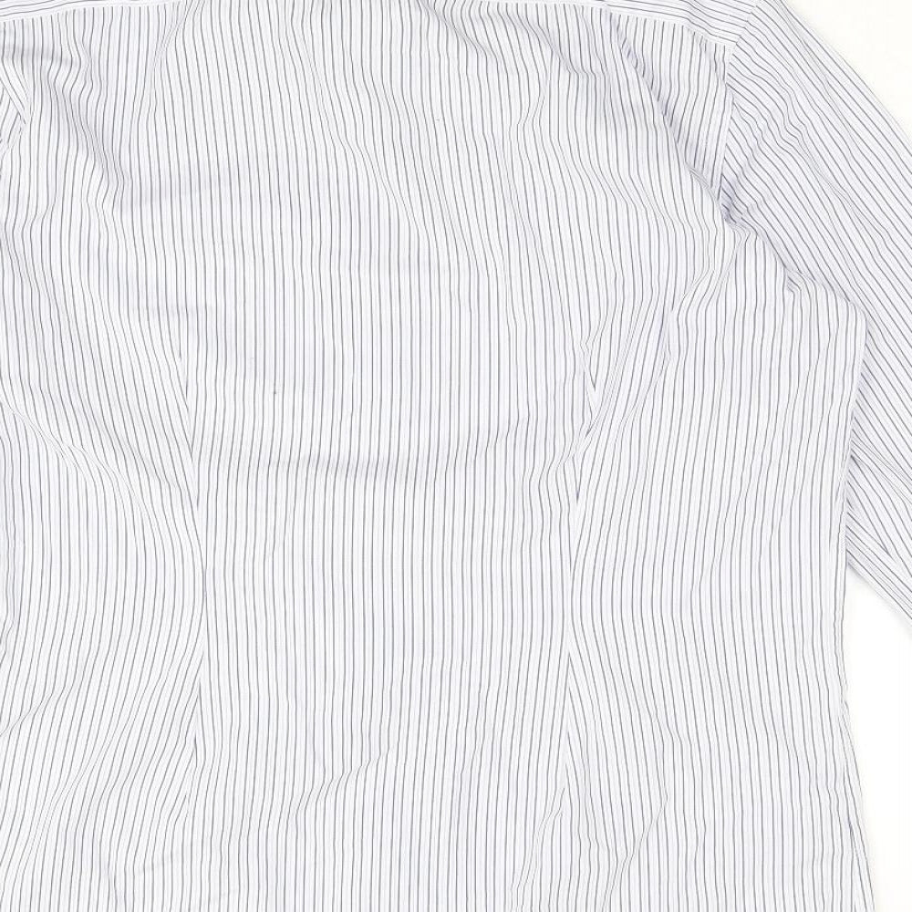 NEXT Mens Blue Striped Polyester Dress Shirt Size 15 Collared Button