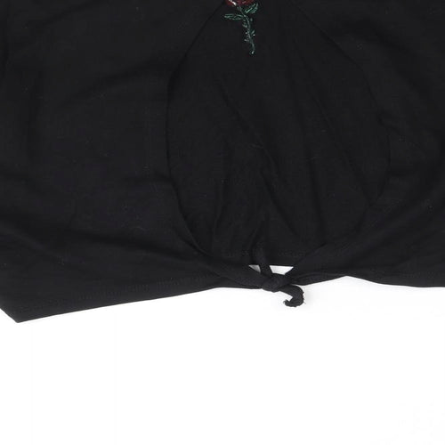 Divided by H&M Womens Black 100% Cotton Pullover Sweatshirt Size S Pullover - Cropped, Open Back Detail
