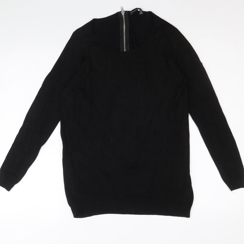 Atmosphere Womens Black Scoop Neck Nylon Pullover Jumper Size XS