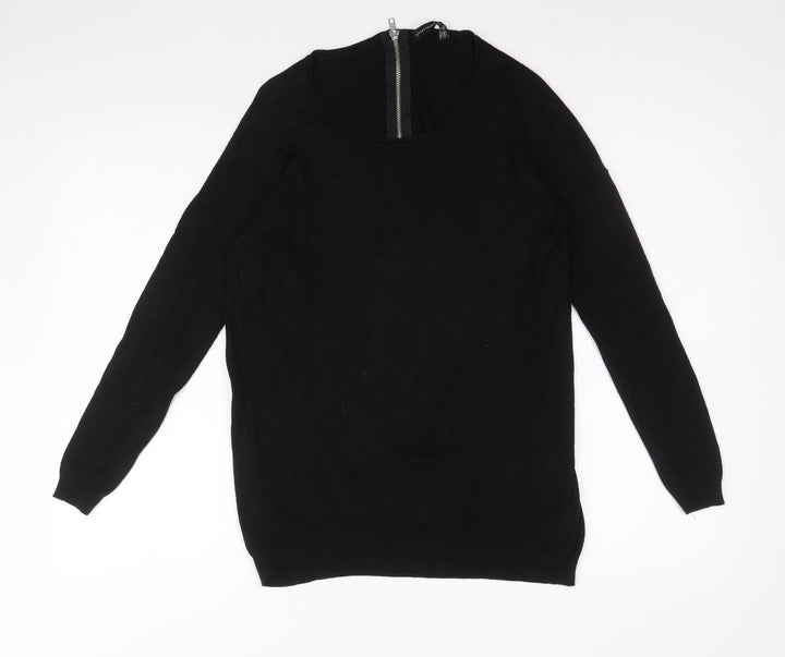 Atmosphere Womens Black Scoop Neck Nylon Pullover Jumper Size XS