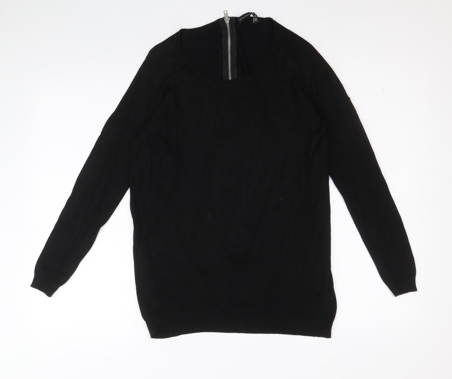 Atmosphere Womens Black Scoop Neck Nylon Pullover Jumper Size XS