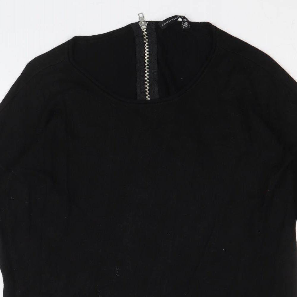Atmosphere Womens Black Scoop Neck Nylon Pullover Jumper Size XS