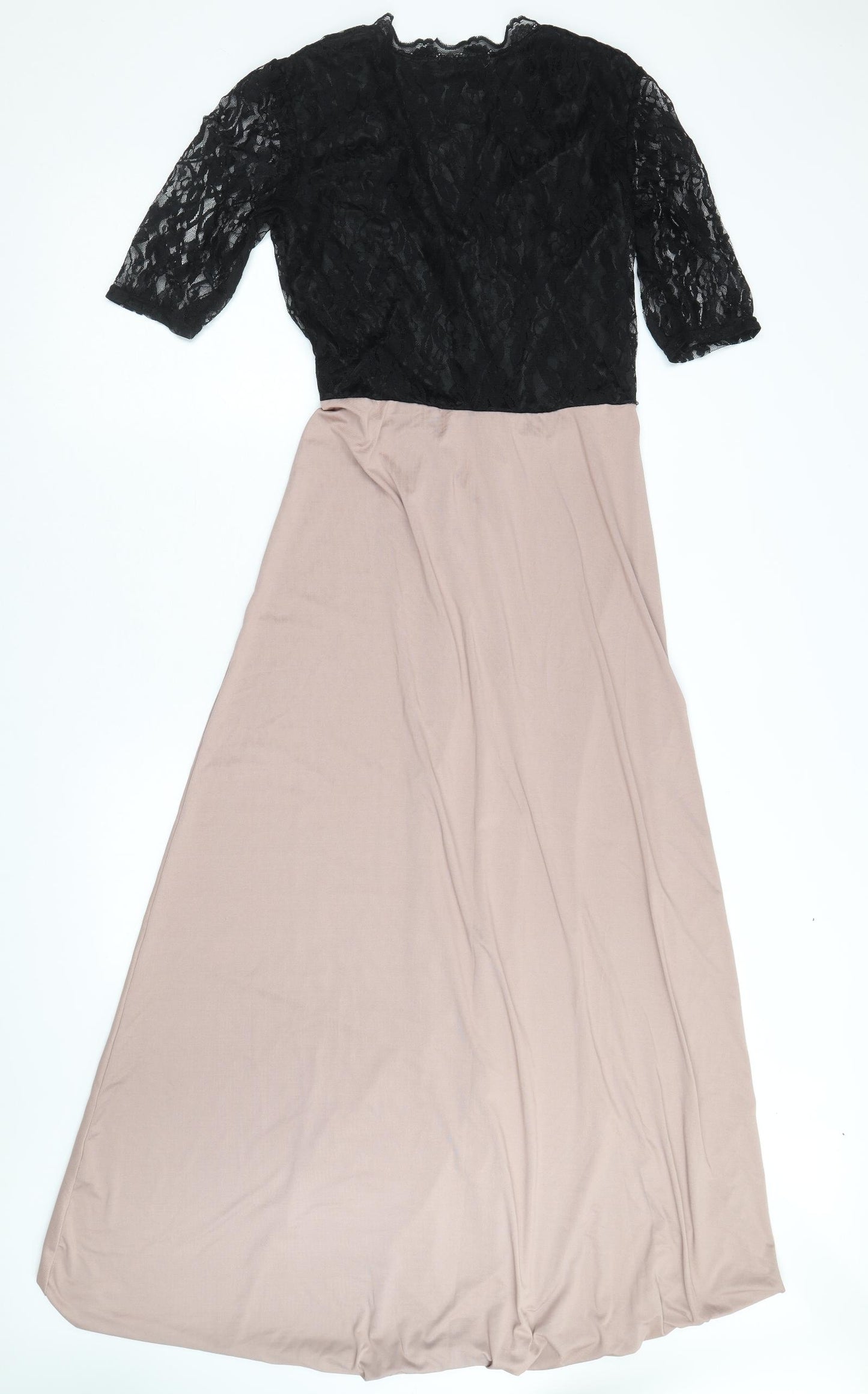 Famingka Womens Pink Colourblock Polyester Ball Gown Size L V-Neck Pullover