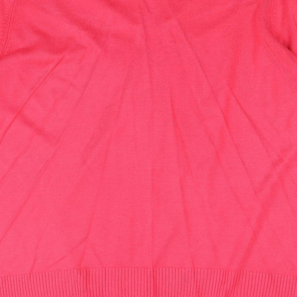 Marks and Spencer Womens Pink V-Neck Acrylic Pullover Jumper Size 16