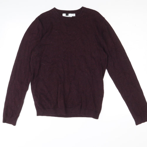 Topman Mens Purple Round Neck Cotton Pullover Jumper Size S Long Sleeve