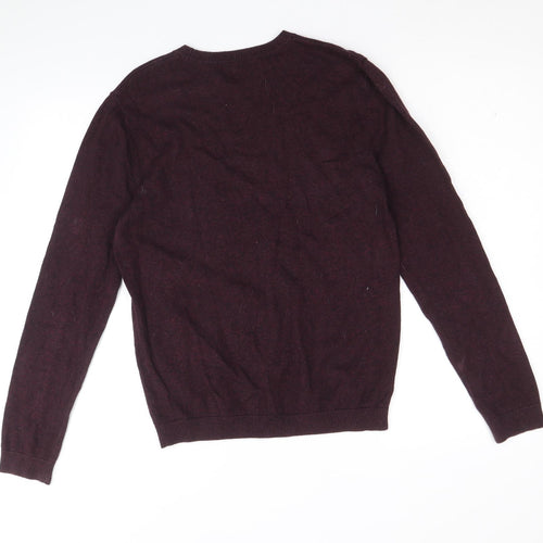 Topman Mens Purple Round Neck Cotton Pullover Jumper Size S Long Sleeve