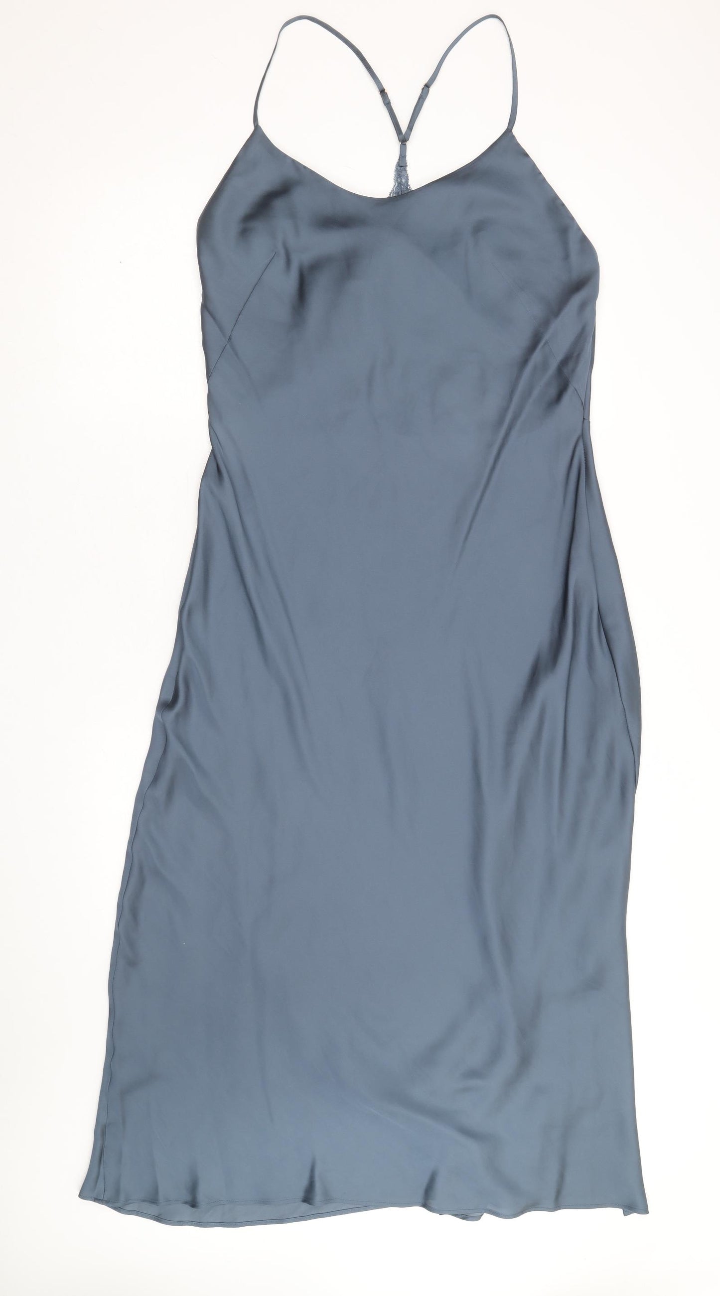 Marks and Spencer Womens Blue Polyester Skater Dress Size 16 Round Neck Pullover