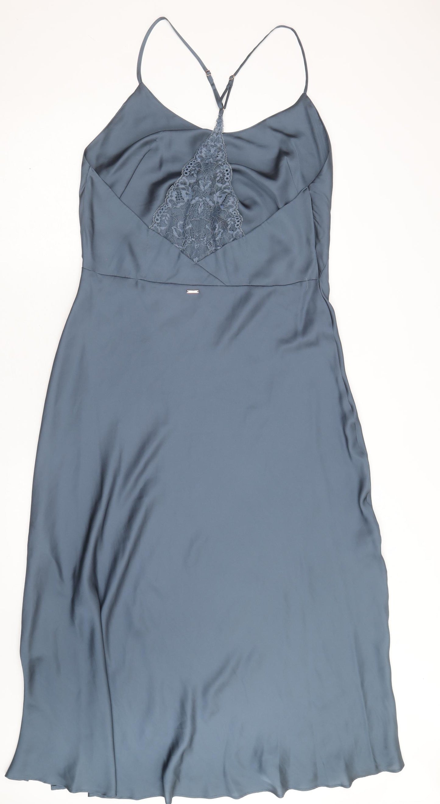 Marks and Spencer Womens Blue Polyester Skater Dress Size 16 Round Neck Pullover