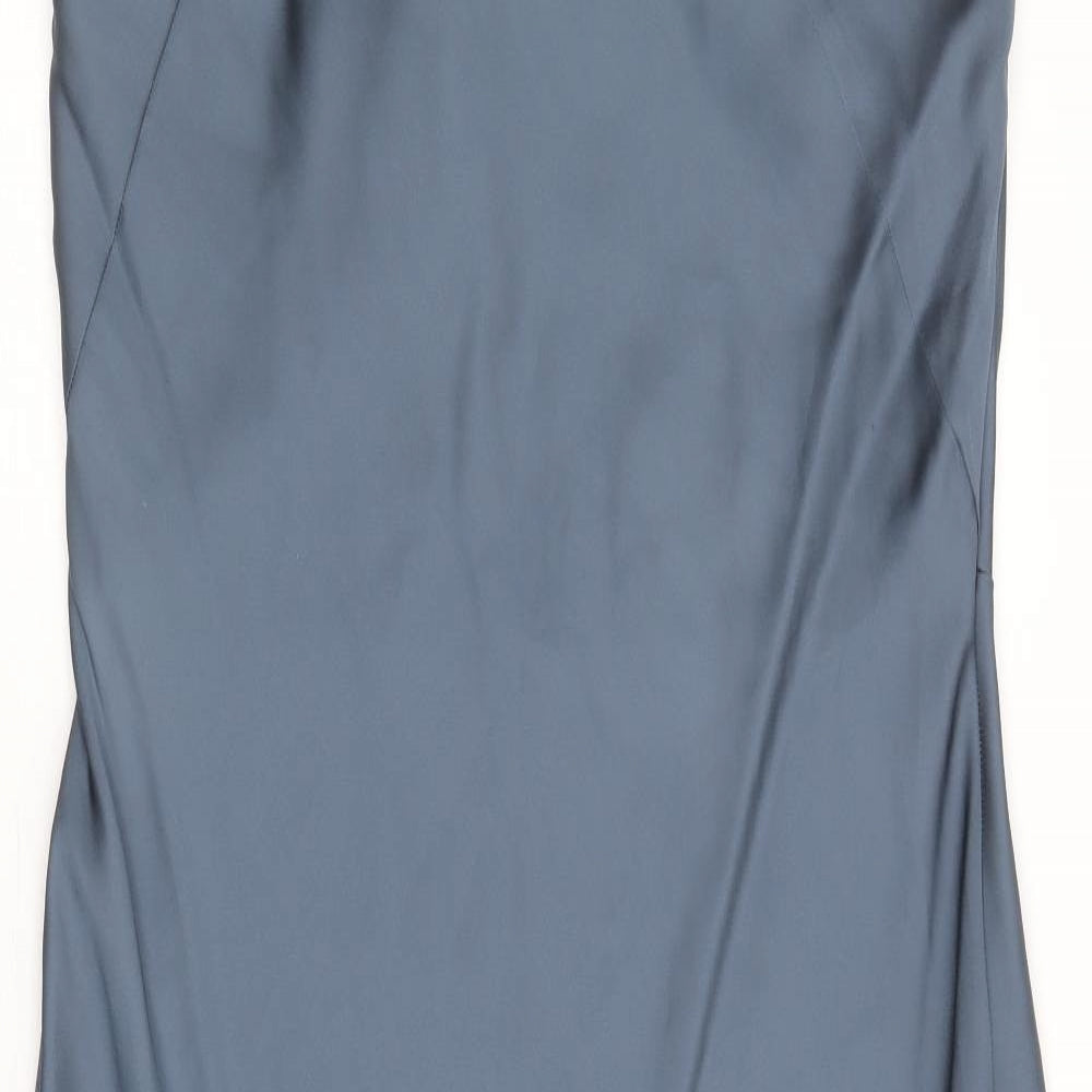 Marks and Spencer Womens Blue Polyester Skater Dress Size 16 Round Neck Pullover