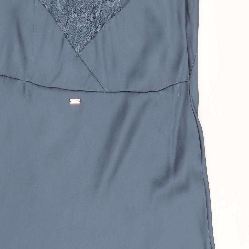 Marks and Spencer Womens Blue Polyester Skater Dress Size 16 Round Neck Pullover