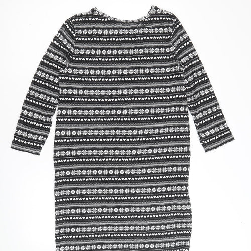 Peacocks Womens Black Fair Isle Viscose A-Line Size 12 Round Neck Pullover