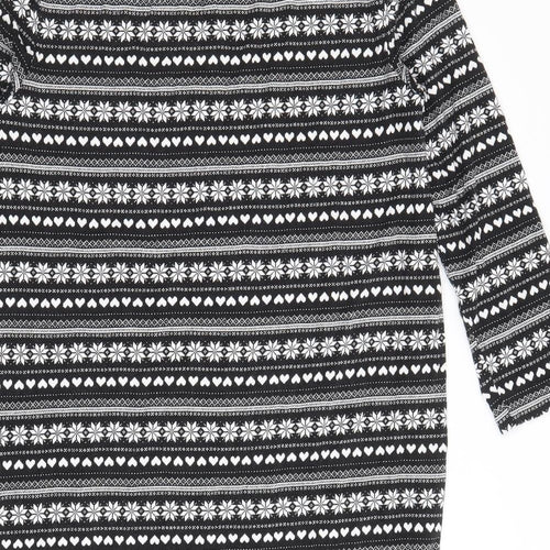 Peacocks Womens Black Fair Isle Viscose A-Line Size 12 Round Neck Pullover