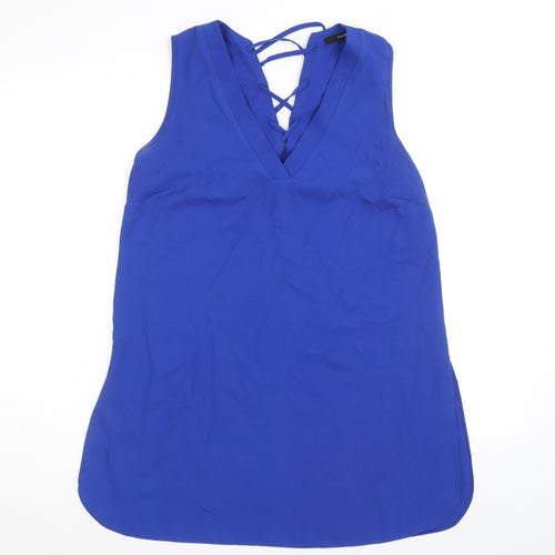 George Womens Blue Polyester A-Line Size 10 V-Neck Pullover