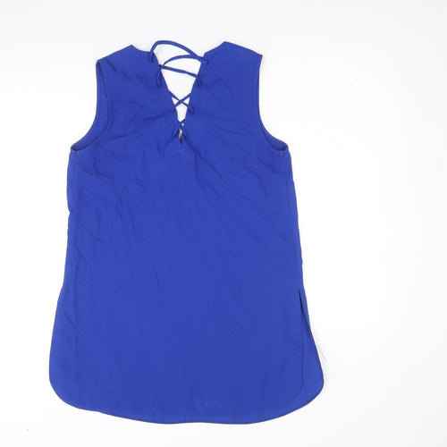 George Womens Blue Polyester A-Line Size 10 V-Neck Pullover