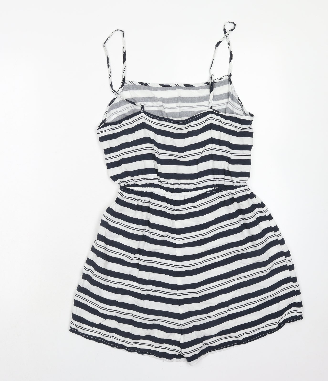 H&M Womens Blue Striped Viscose Playsuit One-Piece Size 12 Pullover