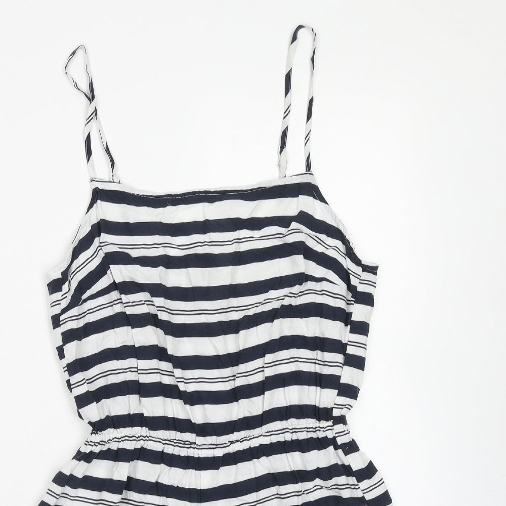 H&M Womens Blue Striped Viscose Playsuit One-Piece Size 12 Pullover