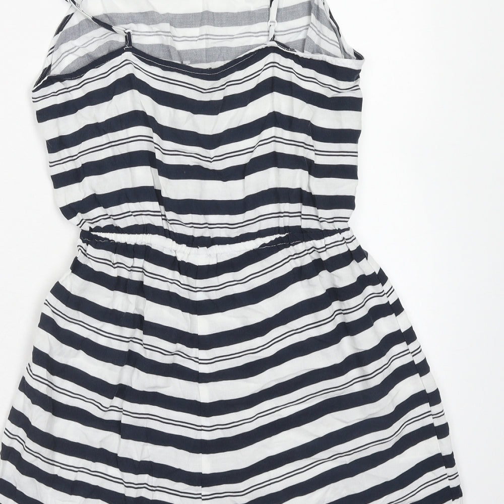 H&M Womens Blue Striped Viscose Playsuit One-Piece Size 12 Pullover