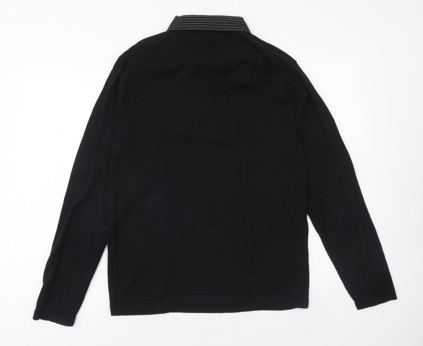 Dessident Mens Black Cotton Polo Size M Collared Button