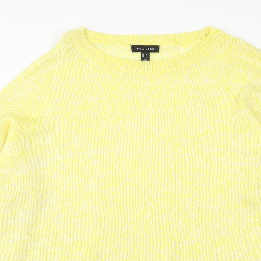 New Look Womens Yellow Round Neck Acrylic Pullover Jumper Size L