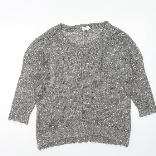 NEXT Womens Grey Scoop Neck Polyester Pullover Jumper Size 12