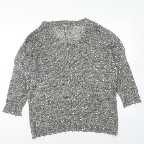 NEXT Womens Grey Scoop Neck Polyester Pullover Jumper Size 12