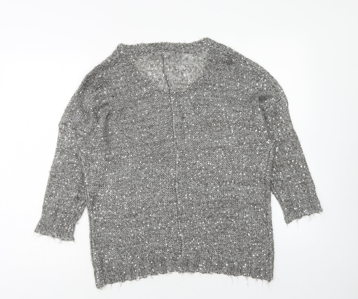 NEXT Womens Grey Scoop Neck Polyester Pullover Jumper Size 12
