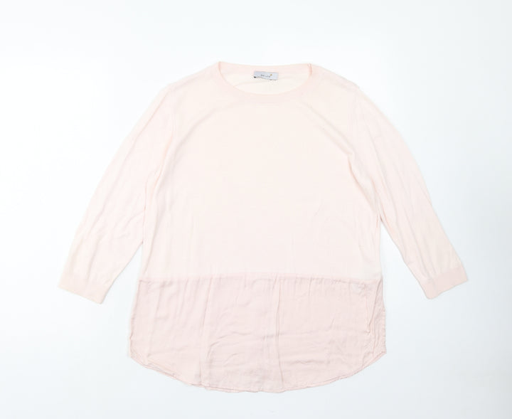 Marks and Spencer Womens Pink Round Neck Cotton Pullover Jumper Size 12