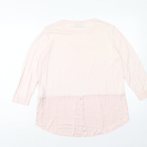 Marks and Spencer Womens Pink Round Neck Cotton Pullover Jumper Size 12