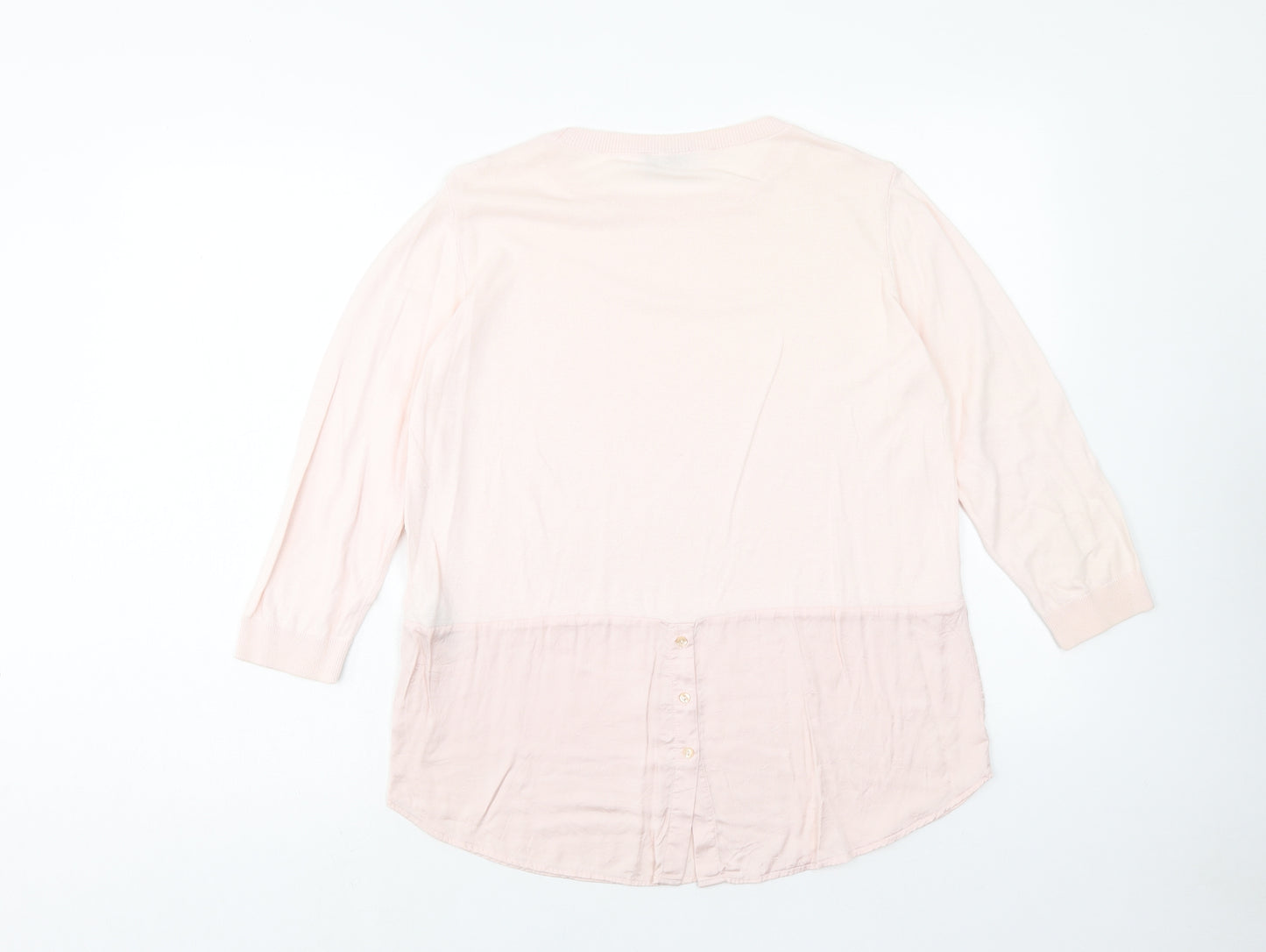 Marks and Spencer Womens Pink Round Neck Cotton Pullover Jumper Size 12