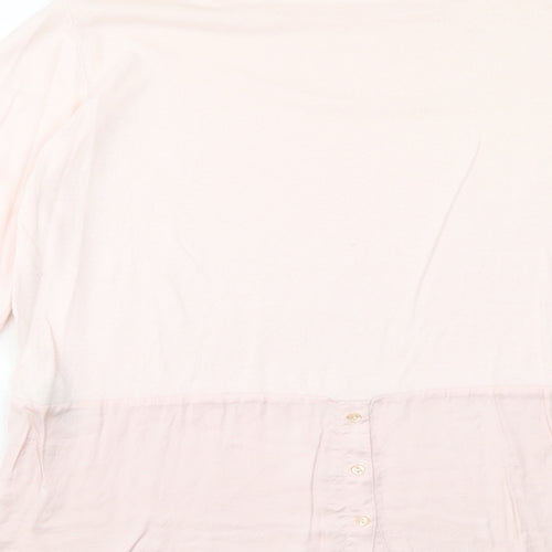 Marks and Spencer Womens Pink Round Neck Cotton Pullover Jumper Size 12