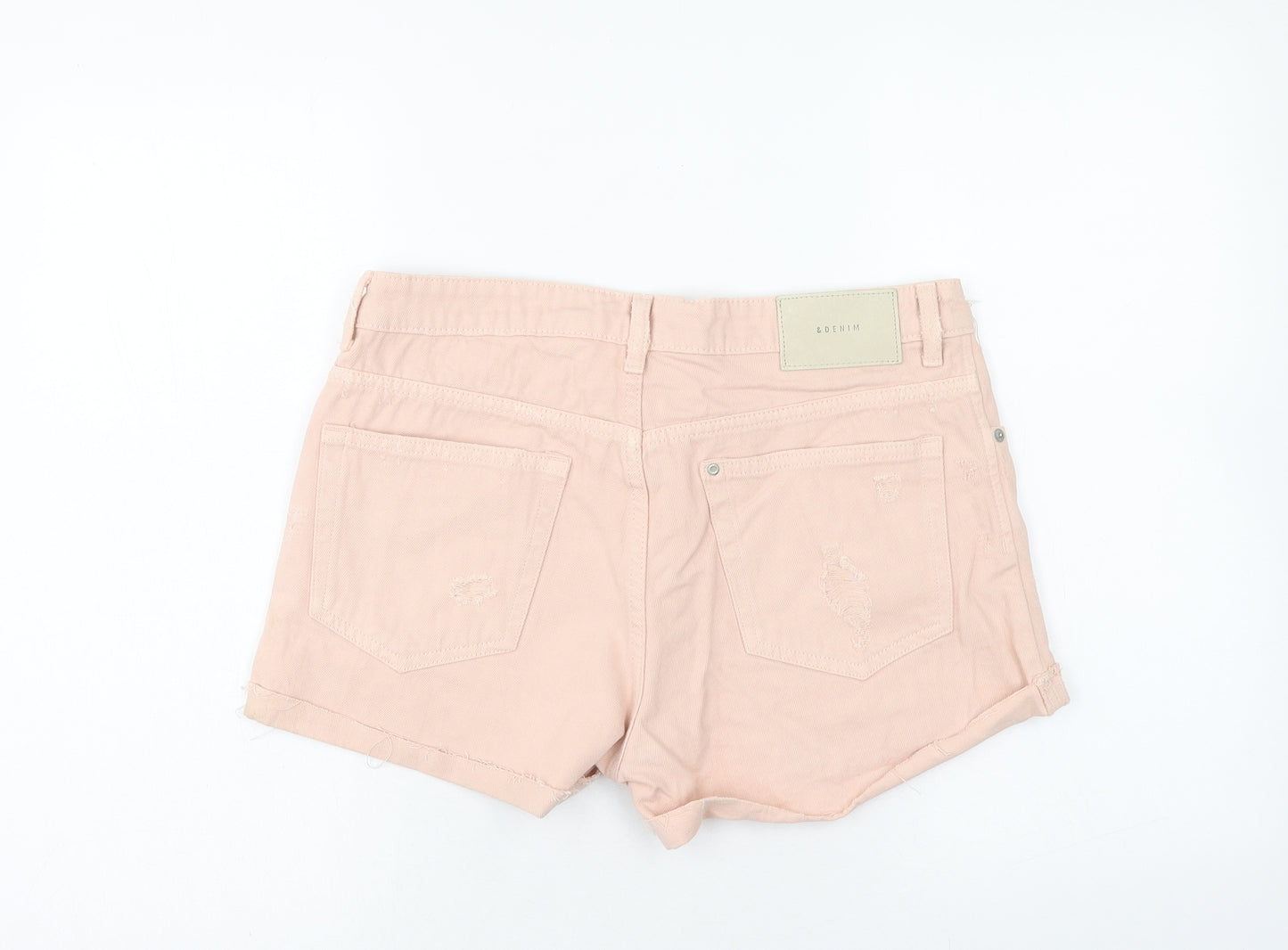 H&M Womens Pink Cotton Mom Shorts Size 10 Regular Zip