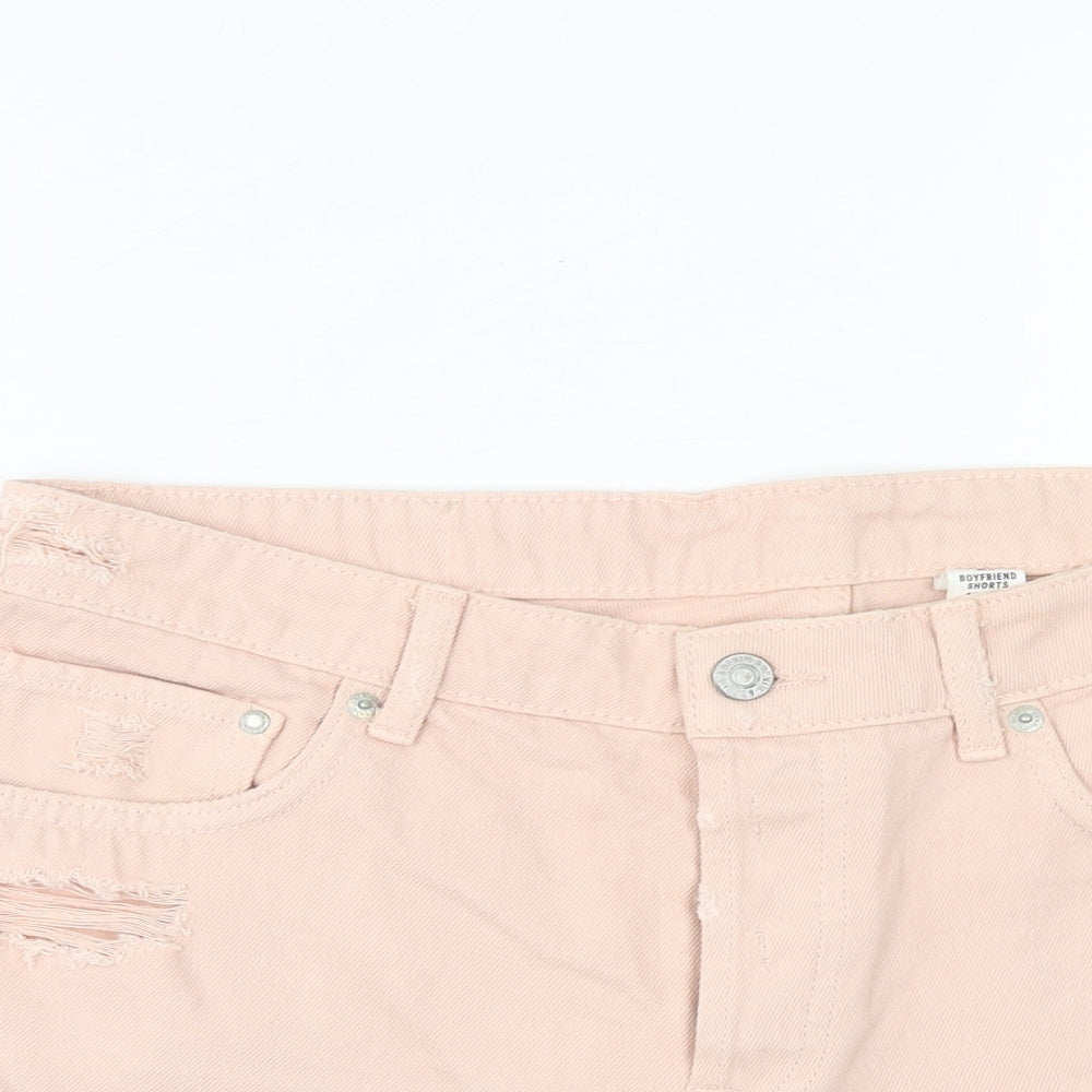 H&M Womens Pink Cotton Mom Shorts Size 10 Regular Zip