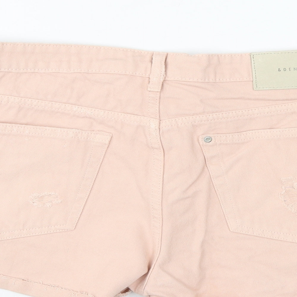 H&M Womens Pink Cotton Mom Shorts Size 10 Regular Zip